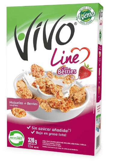 Cereal Hojuelas + Berries, marca Vivo